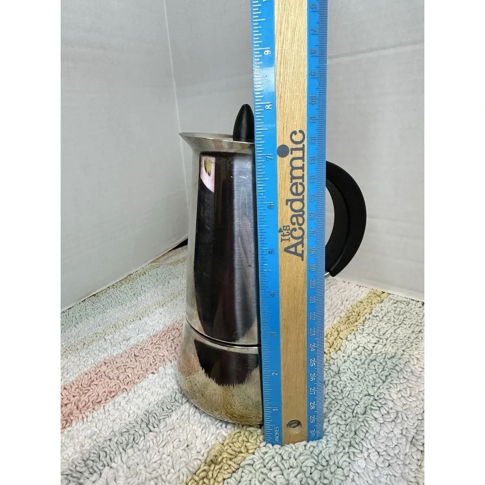 Vintage 80s coffee maker GB (Guido Bergna) Inox 18/10 moka pot for 6 cups.